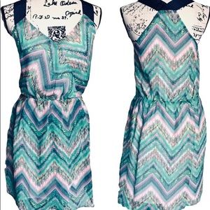 Adelyn Rae - Chevron / Aztec Pastel Print Mini Dress Size Large NWOT